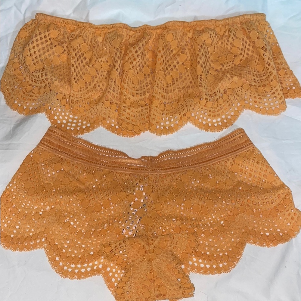 Victoria secret-Women's Orange Lace Shorts and tube top